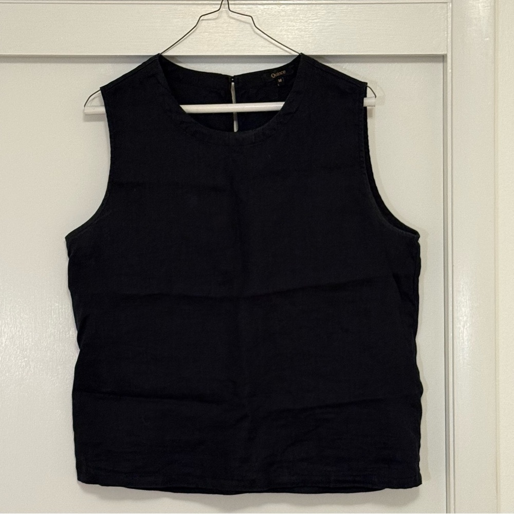 Quince Black Linen Tank Top